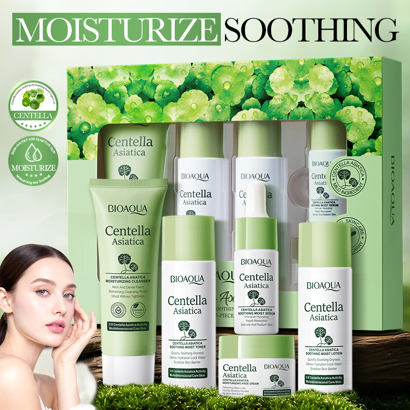 Silk Press Serum - 5-teiliges BIOAQUA Centella Asiatica Hautpflegeset Feuchtigkeitsspendende