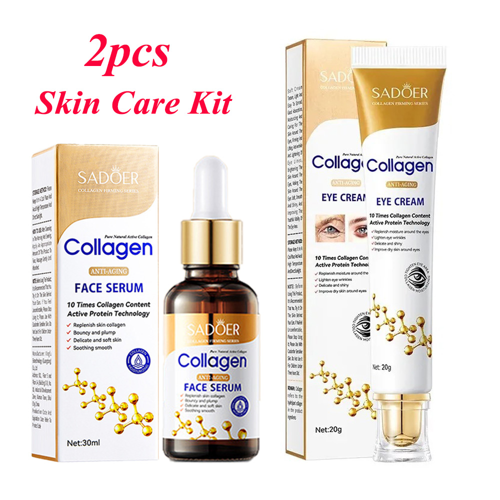 Silk Press Serum - SADOER Kollagen-Hautpflege-Sets, Anti-Falten-Serum für das Gesicht,